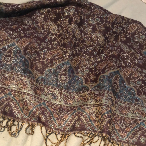 Maroon / Teal Pashmina - Picture 3 of 6